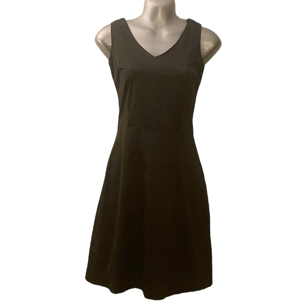 Sleek satiny black mini dress
